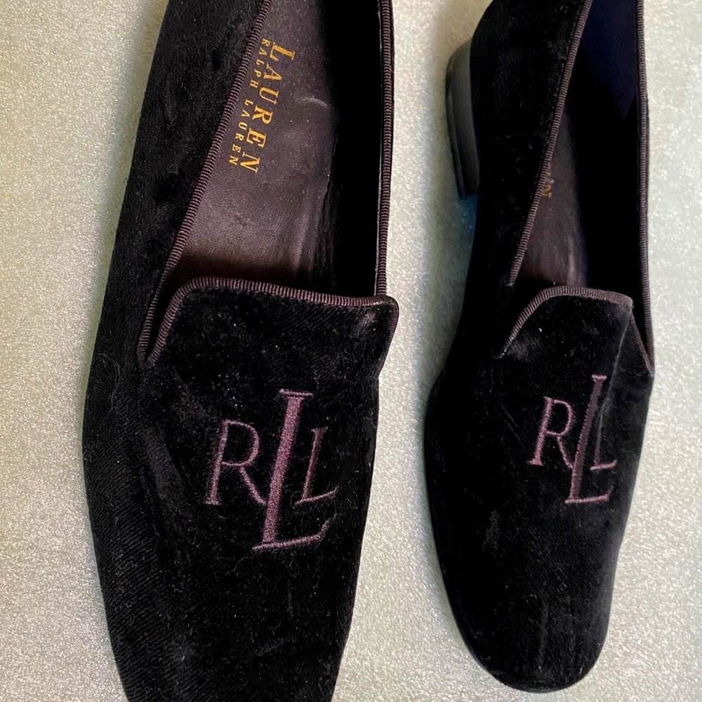 Lauren Ralph Lauren Black Velour Flats Size 8B